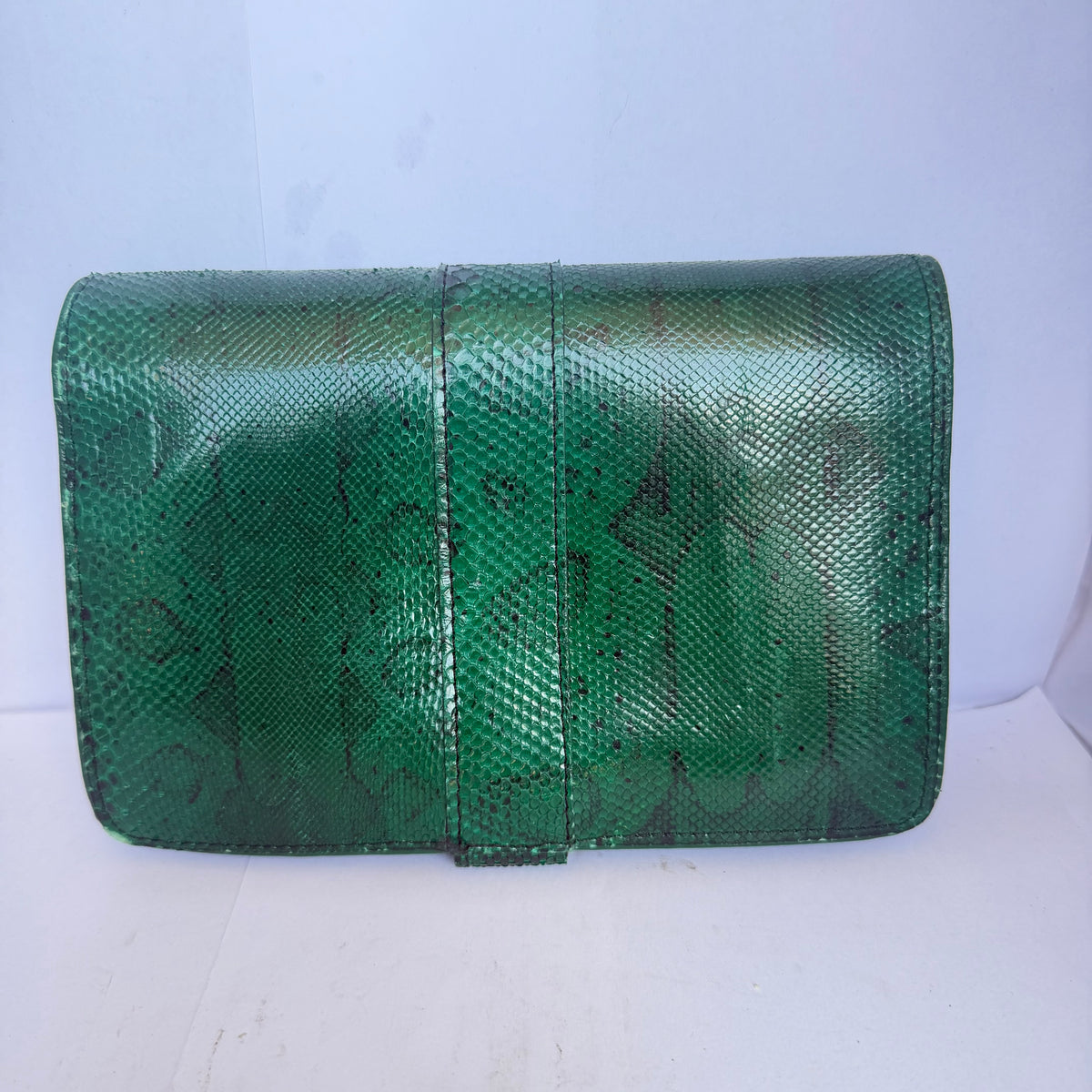 Geantă din Piele Naturală de Șarpe Verde – 20 × 4 × 13 cm