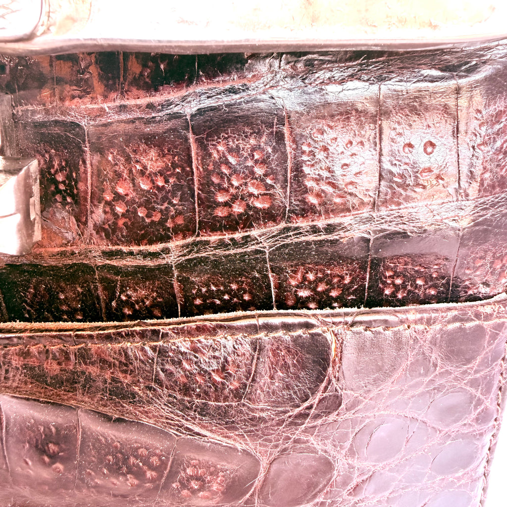 Geantă din Piele Naturală de Crocodil Maro – 20 × 10 × 24 cm