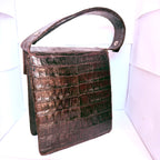 Geantă din Piele Naturală de Crocodil Maro – 20 × 10 × 24 cm