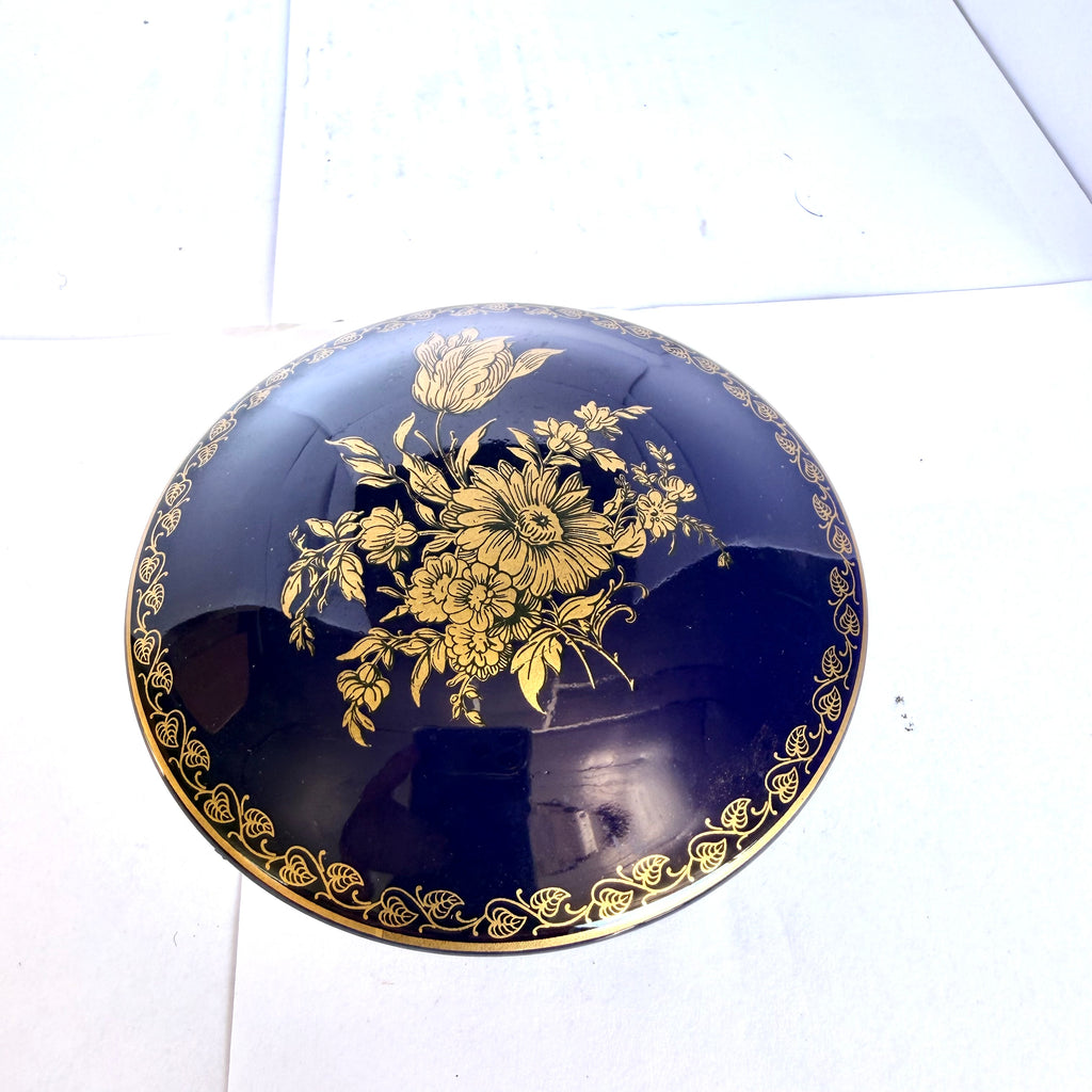 Bombonieră cu Capac din Cobalt Albastru Închis – Paris – Ø12 × 6 cm