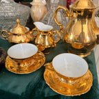 Set Vintage din Porțelan Auriu – 7 Piese