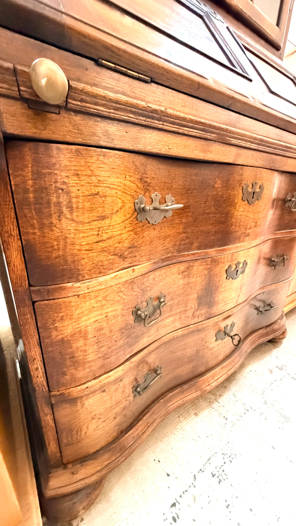 Comodă Secreter cu Vitrină – Stil Clasic Vintage – 97 × 50 × 208 cm