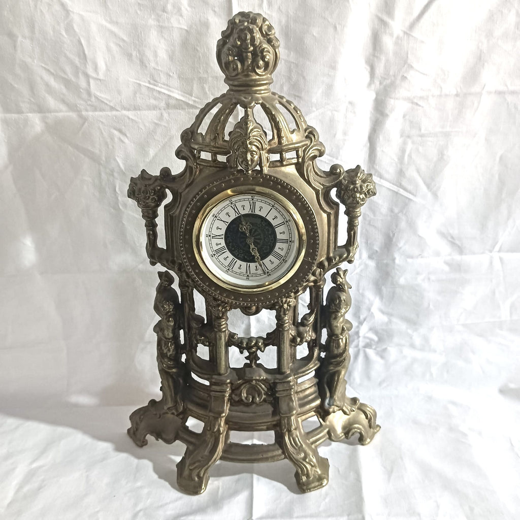 Ceas Mecanic de Masă din Bronz – 26 × 9 × 38 cm