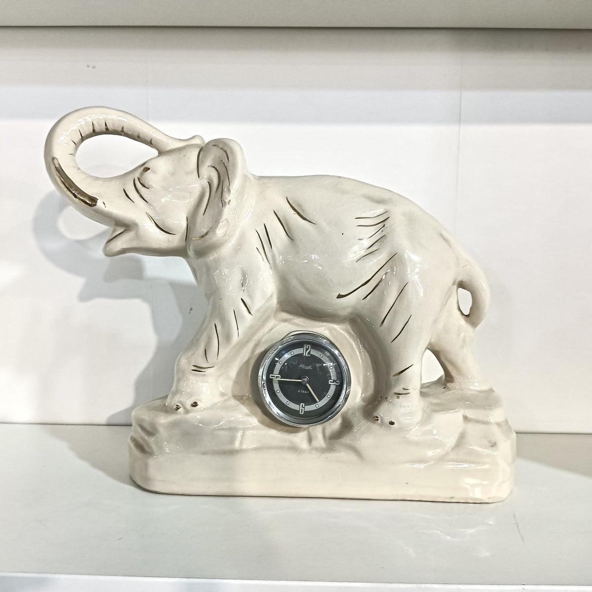 Ceas Mecanic din Porțelan în Formă de Elefant – 32 × 11 × 27 cm