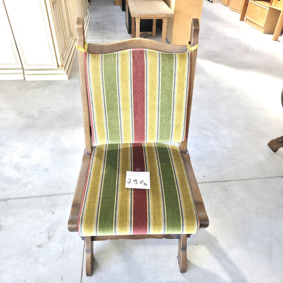 Set 4 Scaune din Lemn Masiv cu Tapițerie din Stofă – 48 × 47 × 96 cm