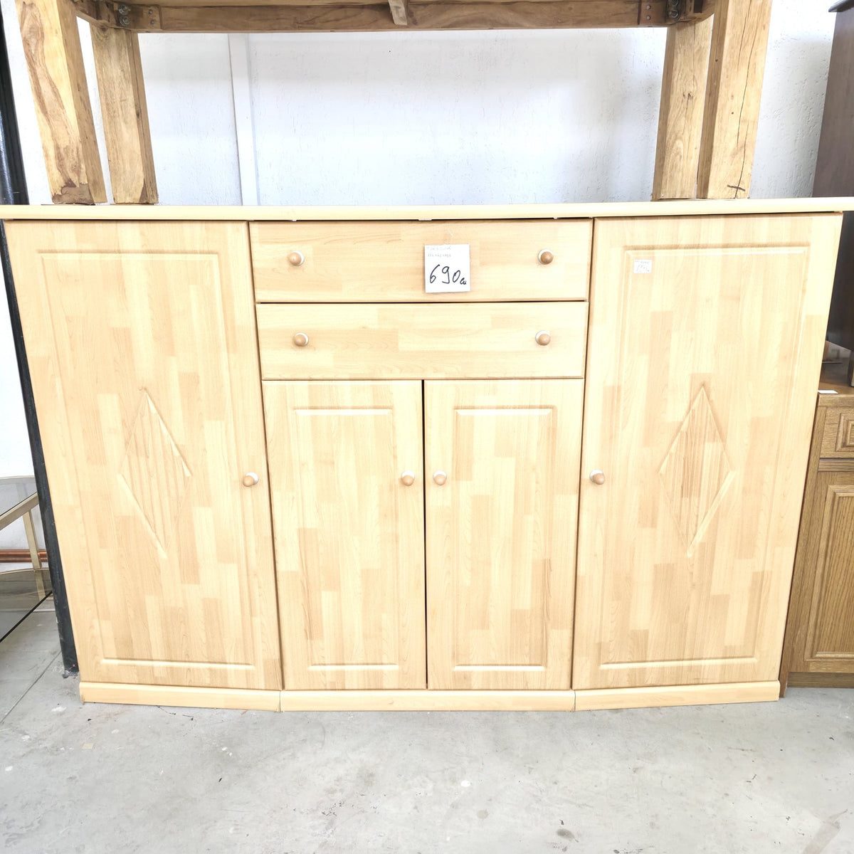 Comodă din Lemn cu 4 Uși și 2 Sertare – 174 × 46 × 115,5 cm