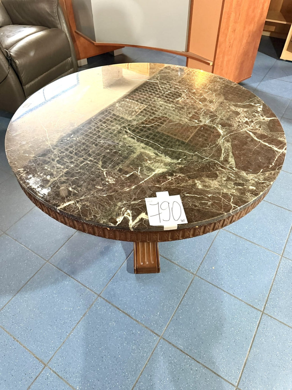 Masă de Cafea Rotundă cu Blat din Granit Natural – Ø100 × 57 cm