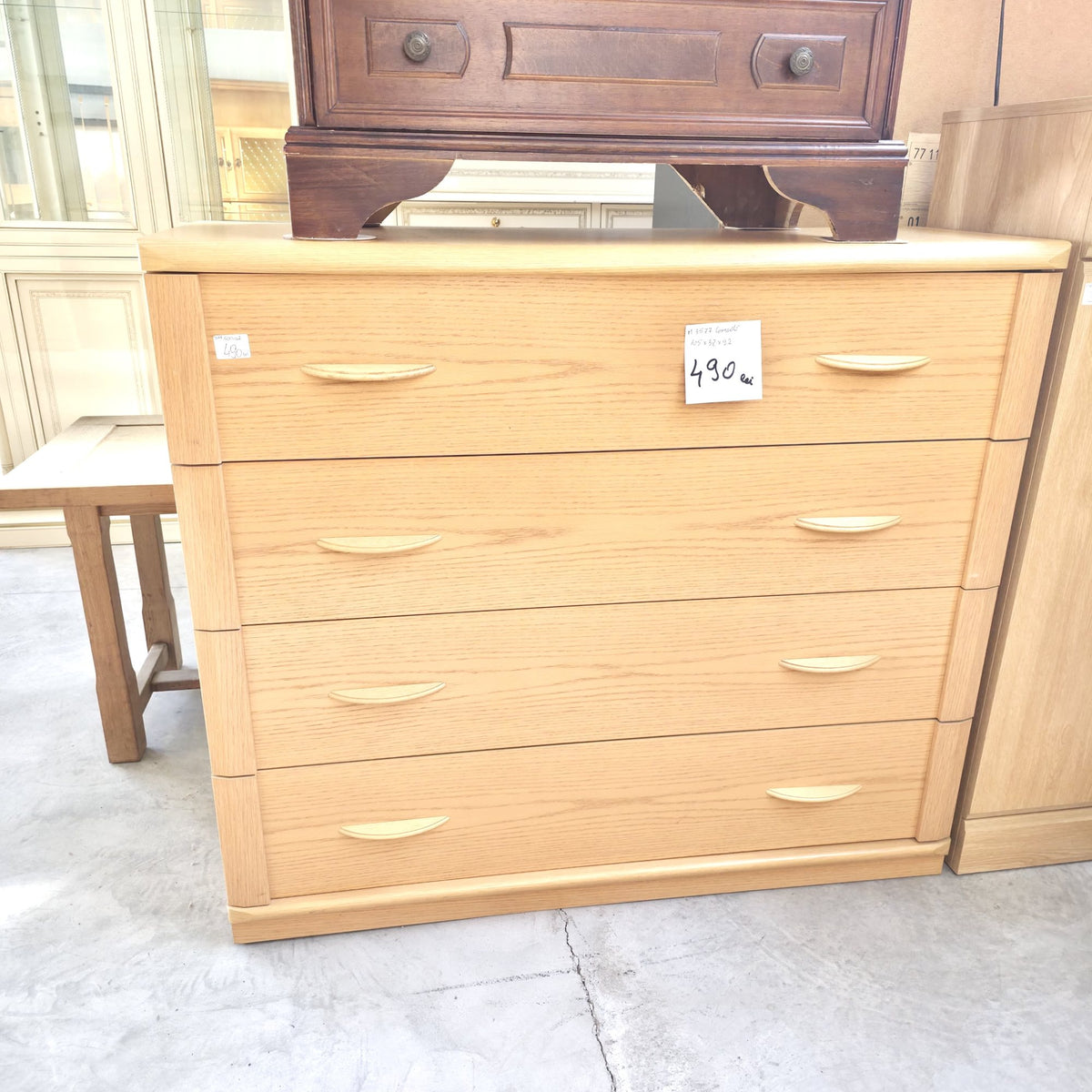 Comodă din Lemn cu 4 Sertare – 105 × 38 × 92 cm