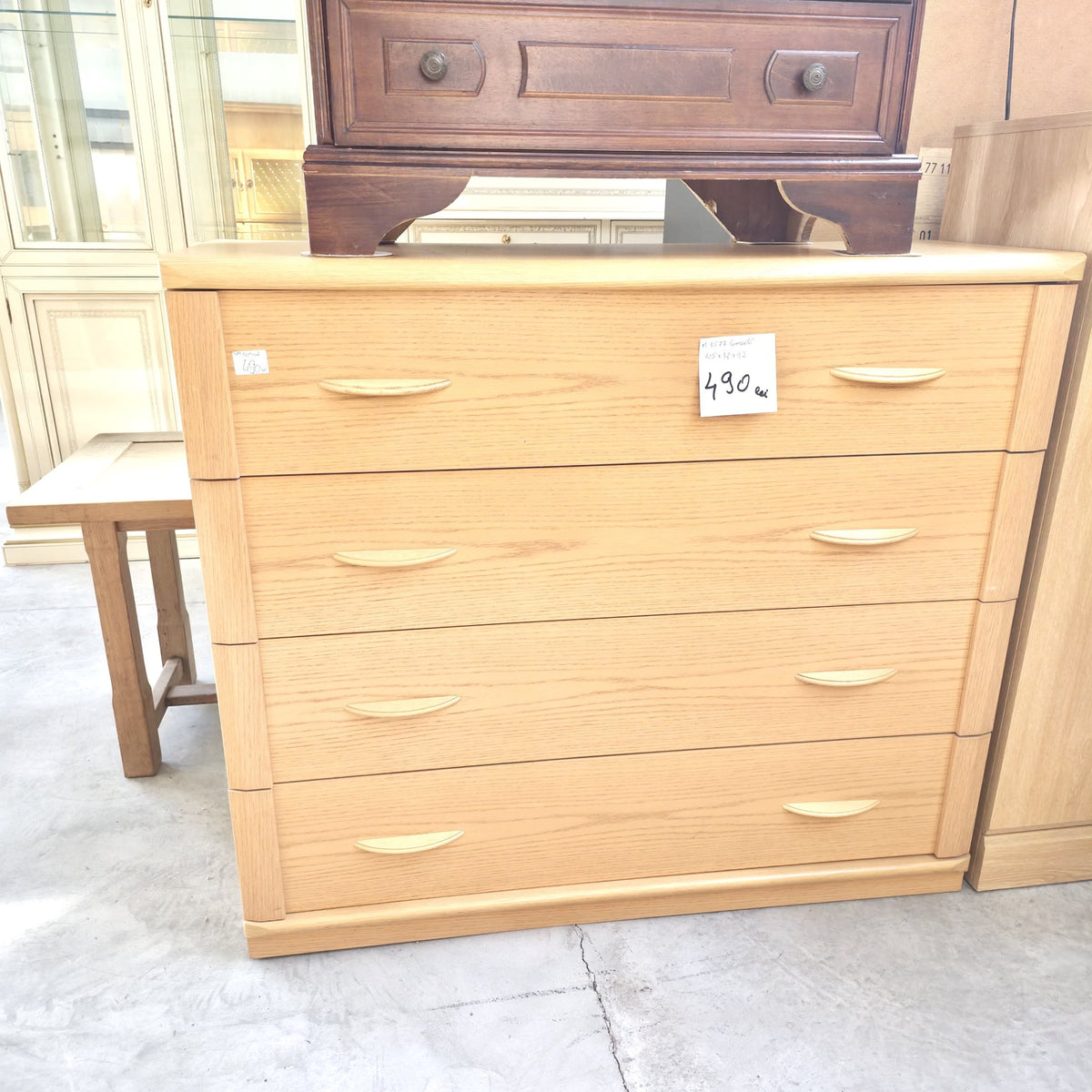 Comodă din Lemn cu 4 Sertare – 105 × 38 × 92 cm