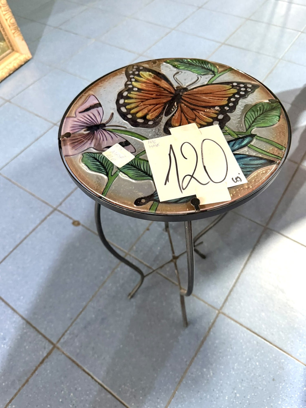 Măsuță de Cafea cu Cadru Metalic și Blat din Ceramică – Ø30 × 54 cm