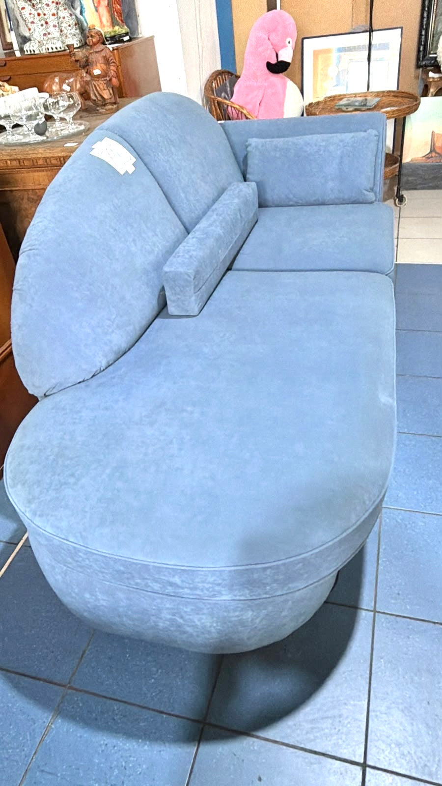Canapea Stil Sofa cu un Braț, Spațiu de Depozitare și Tapițerie Albastră – 200 × 90 × 83 cm