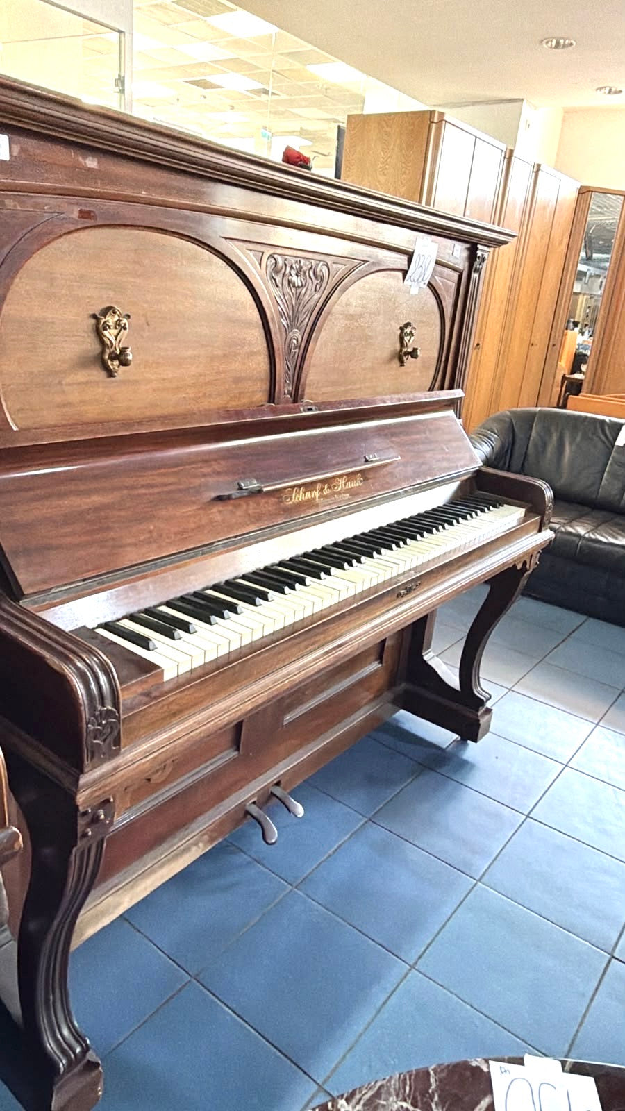 Pianină Vintage în Stil Clasic, cu Placă din Bronz – 160 × 70 × 142 cm