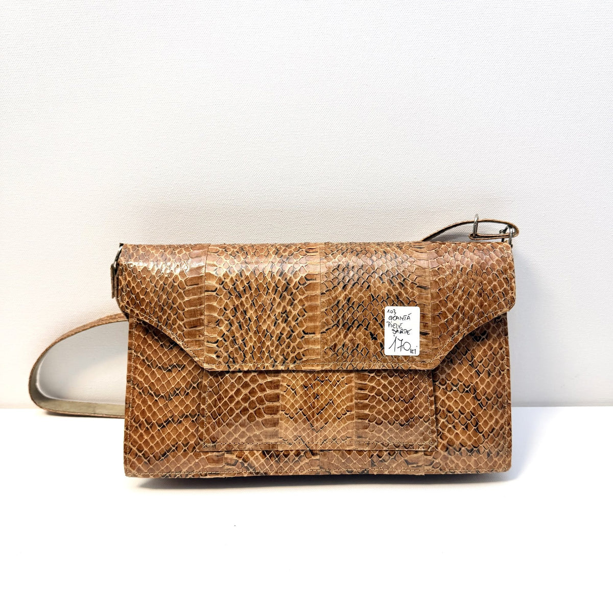 Geantă de Umăr din Piele Naturală de Șarpe – 28 × 18 × 9 cm