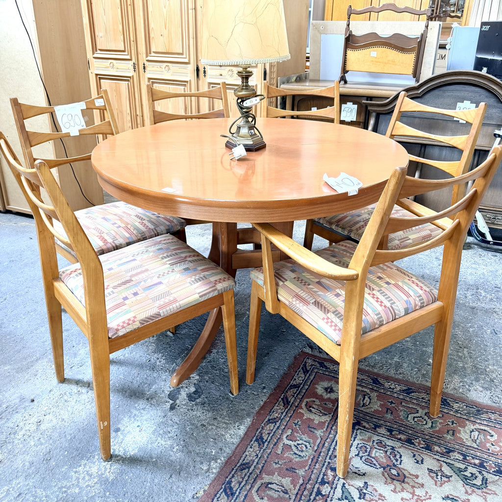 Set 6 Scaune din Lemn cu Tapițerie din Stofă – 43 × 50 × 88 cm
