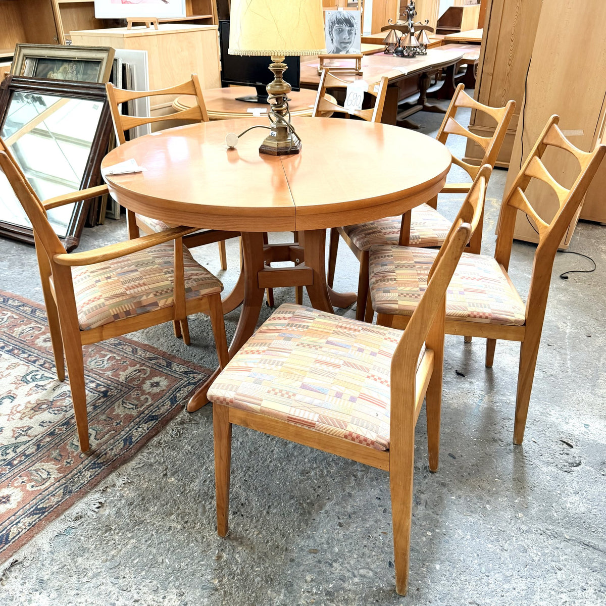 Set 6 Scaune din Lemn cu Tapițerie din Stofă – 43 × 50 × 88 cm