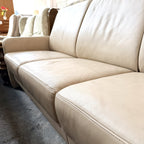 Canapea din Piele Bej, 3 Locuri – 198 × 86 × 85 cm