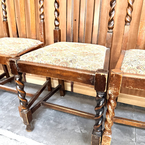 Set 6 Scaune din Lemn cu Tapițerie Florală – 46 × 44 × 102 cm