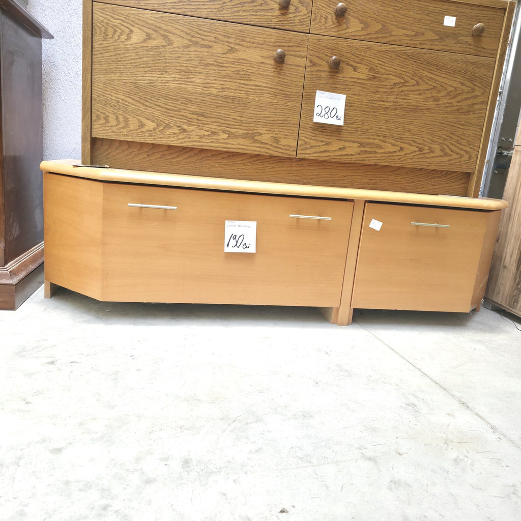 Comodă din PAL Melaminat cu 2 Uși și 2 Sertare – 121 × 41 × 58 cm