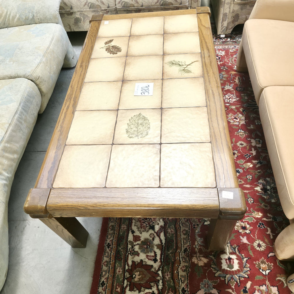 Masă din Lemn cu Blat din Ceramică – 138 × 78 × 50 cm