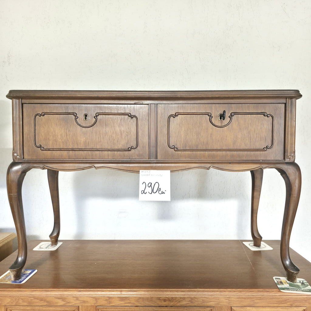 Comodă din Lemn cu 2 Sertare și Picioare Stil Lebădă – 86 × 36 × 56 cm