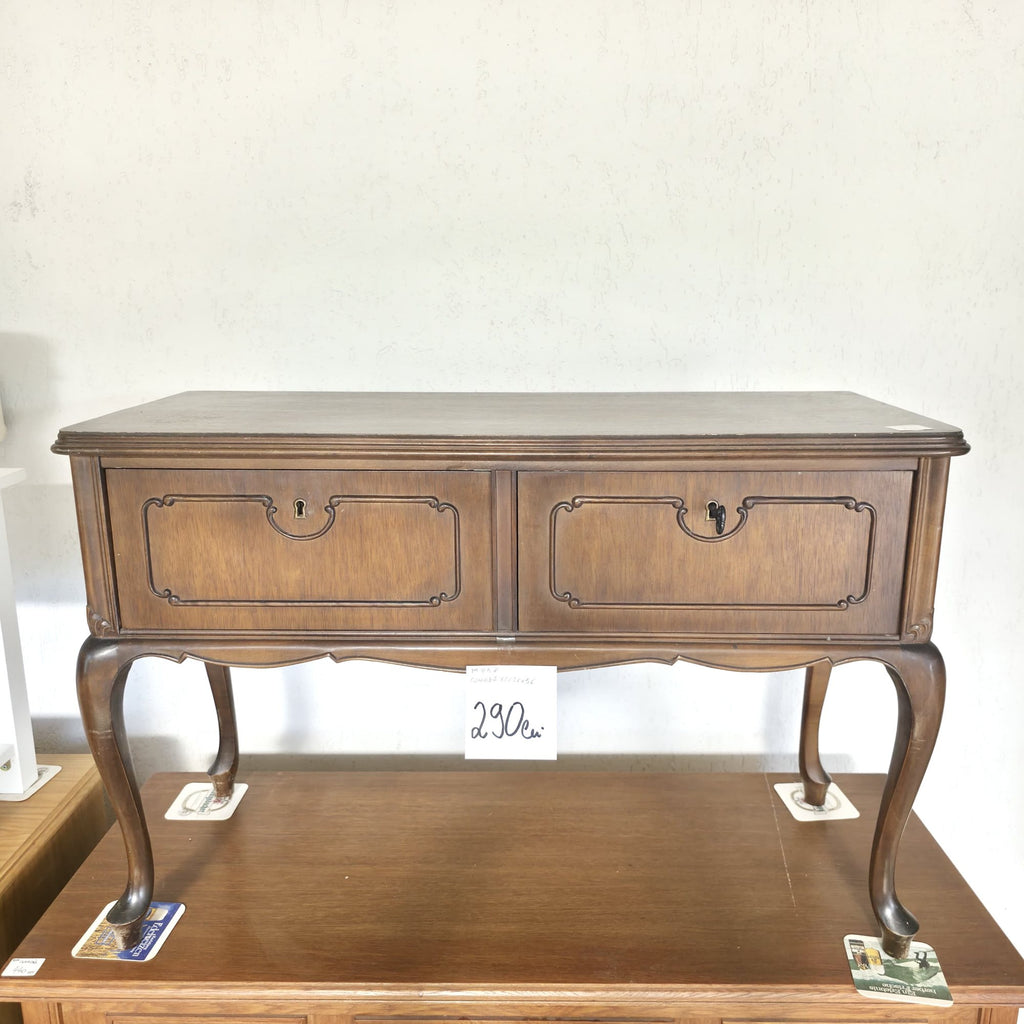 Comodă din Lemn cu 2 Sertare și Picioare Stil Lebădă – 86 × 36 × 56 cm