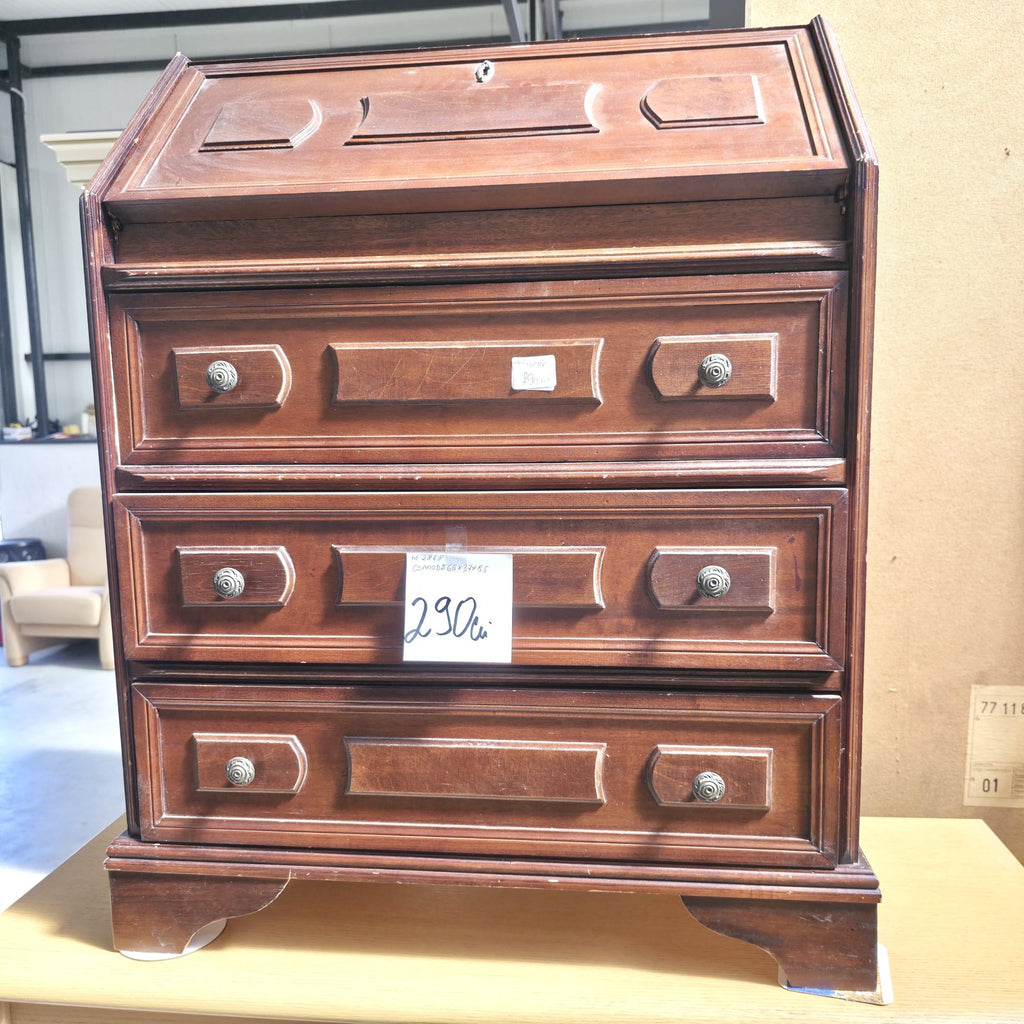 Comodă Stil Secreter din Lemn cu 3 Sertare – 66 × 37 × 85 cm