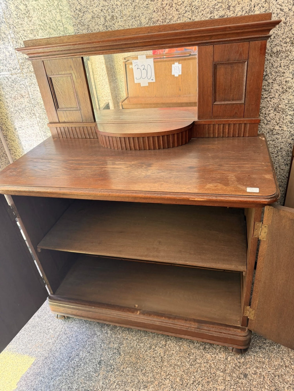 Bibliotecă Vintage cu Oglindă și 2 Uși – 115 × 55 × 150 cm