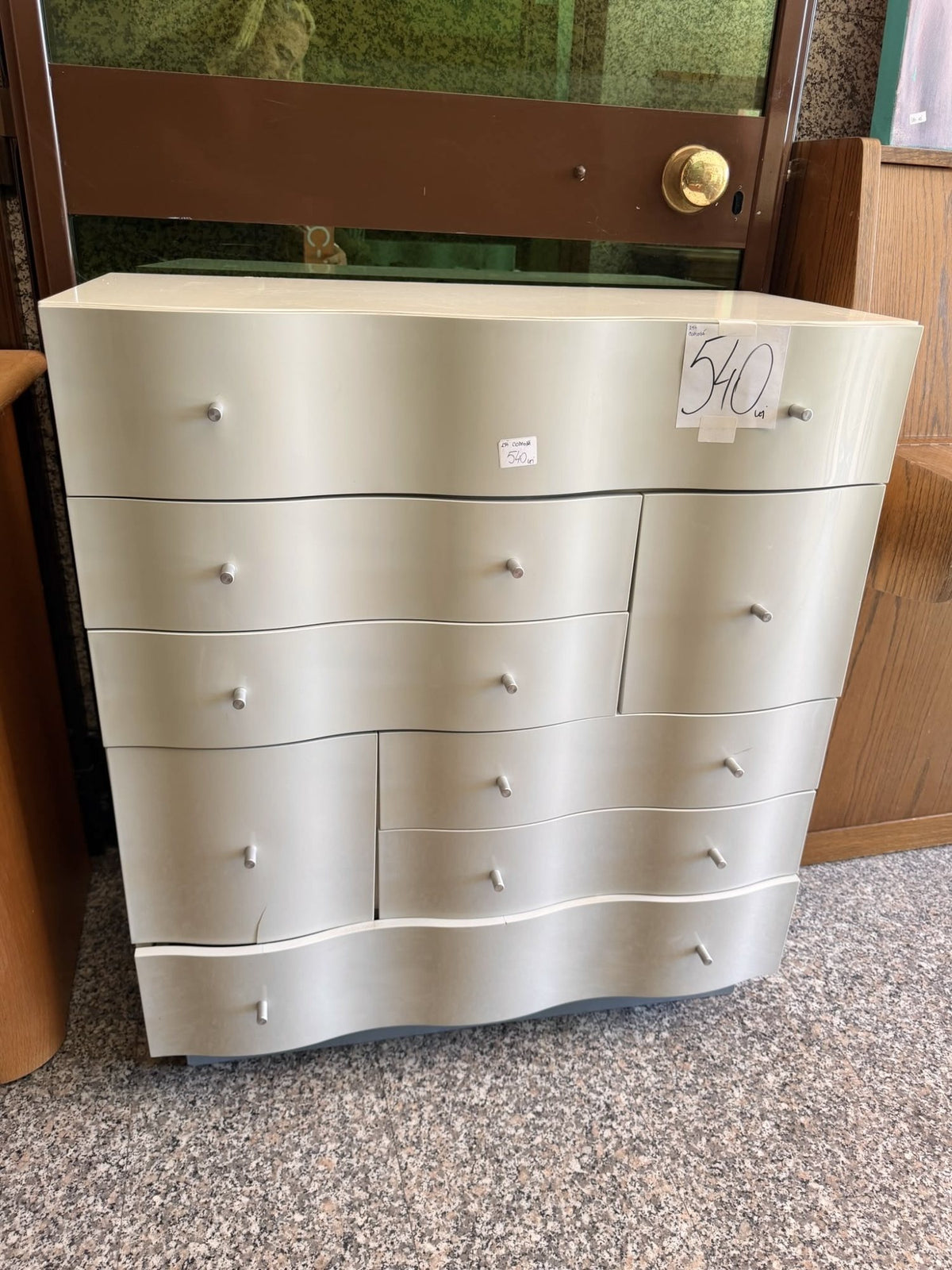 Comodă Albă cu 8 Sertare – 82 × 40 × 92 cm
