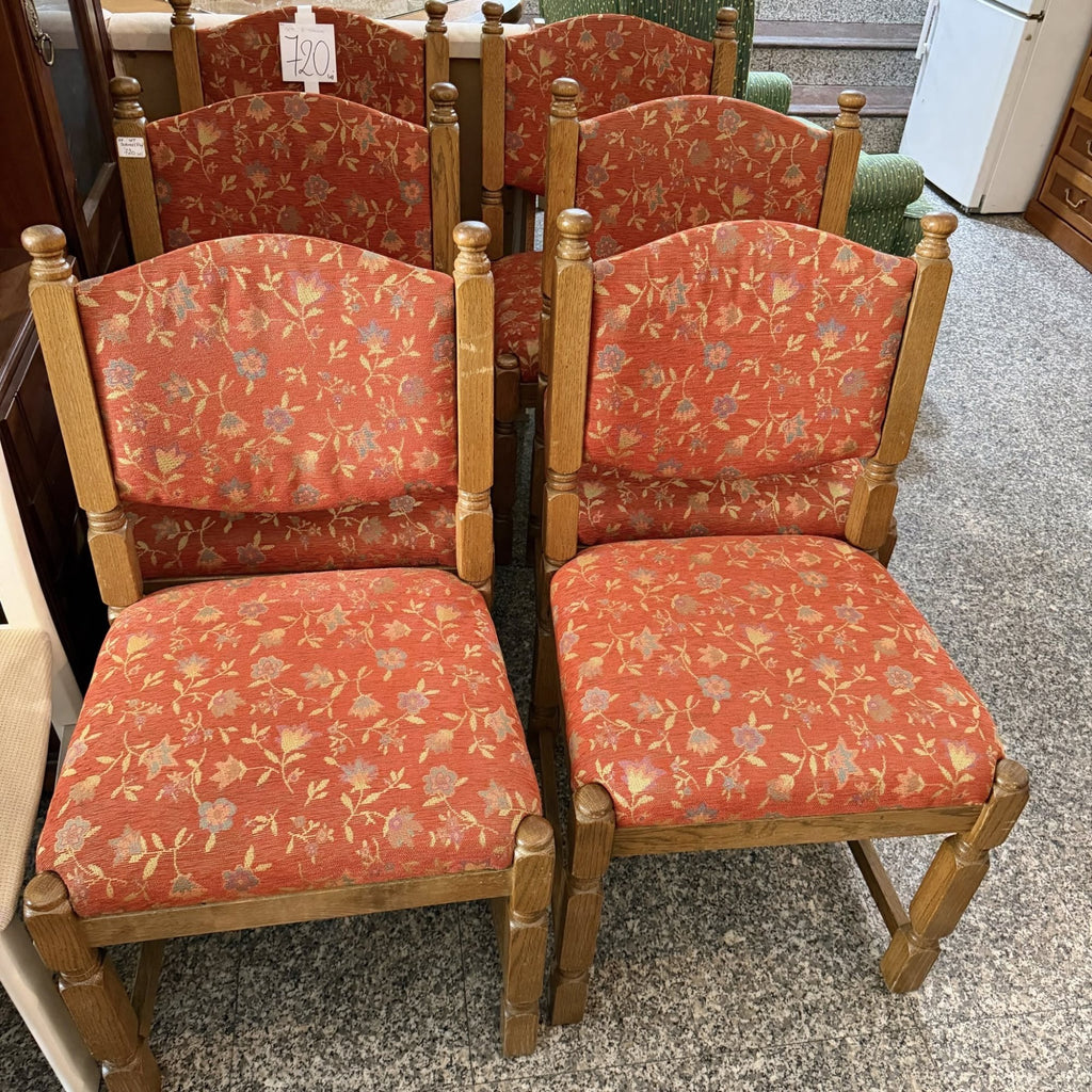 Set 6 Scaune din Lemn cu Tapițerie din Stofă – 50 × 45 × 93 cm