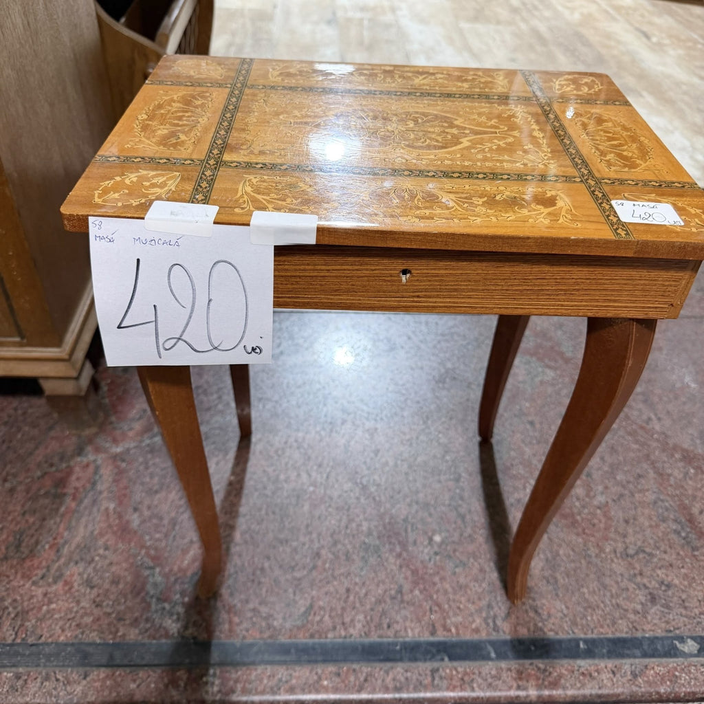 Măsuță de Cafea Muzicală din Lemn cu Intarsie – 37 × 27 × 44 cm