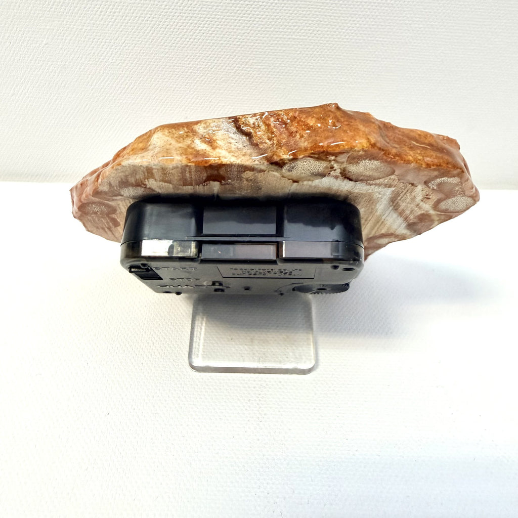 Ceas Quartz din Granit cu Cifre și Limbi Aurii – 10 × 6 × 8,5 cm