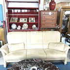 Canapea 3 Locuri din Piele Întoarsă Crem – 207 × 72 × 93 cm
