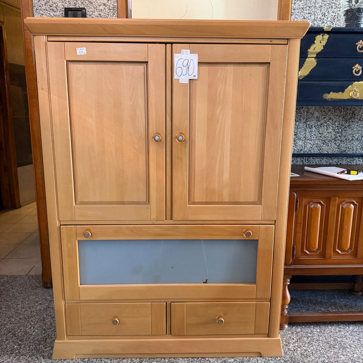 Dulap din Lemn cu 3 Uși și 2 Sertare – 115 × 63 × 150 cm