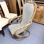 Fotoliu din Bambus Natural cu Pernă Tapițată în Stofă – 80 × 80 × 100 cm