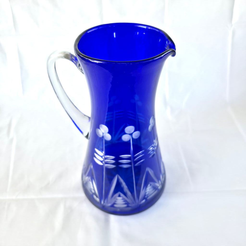 Carafă Vintage din Cristal Albastru – 10 × 15 × 27 cm
