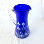 Carafă Vintage din Cristal Albastru – 10 × 15 × 27 cm