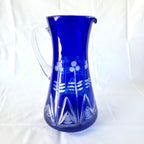Carafă Vintage din Cristal Albastru – 10 × 15 × 27 cm