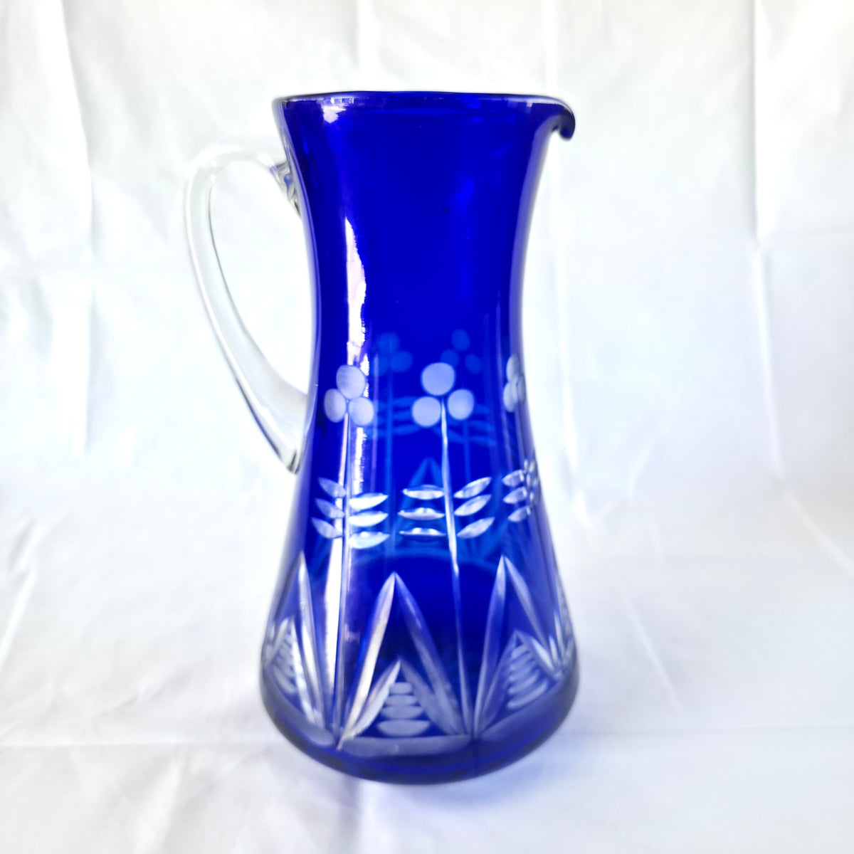 Carafă Vintage din Cristal Albastru – 10 × 15 × 27 cm