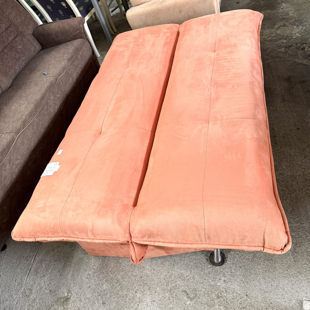 Canapea Extensibilă Click-Clack din Catifea Portocalie – 190 × 130 × 90 cm