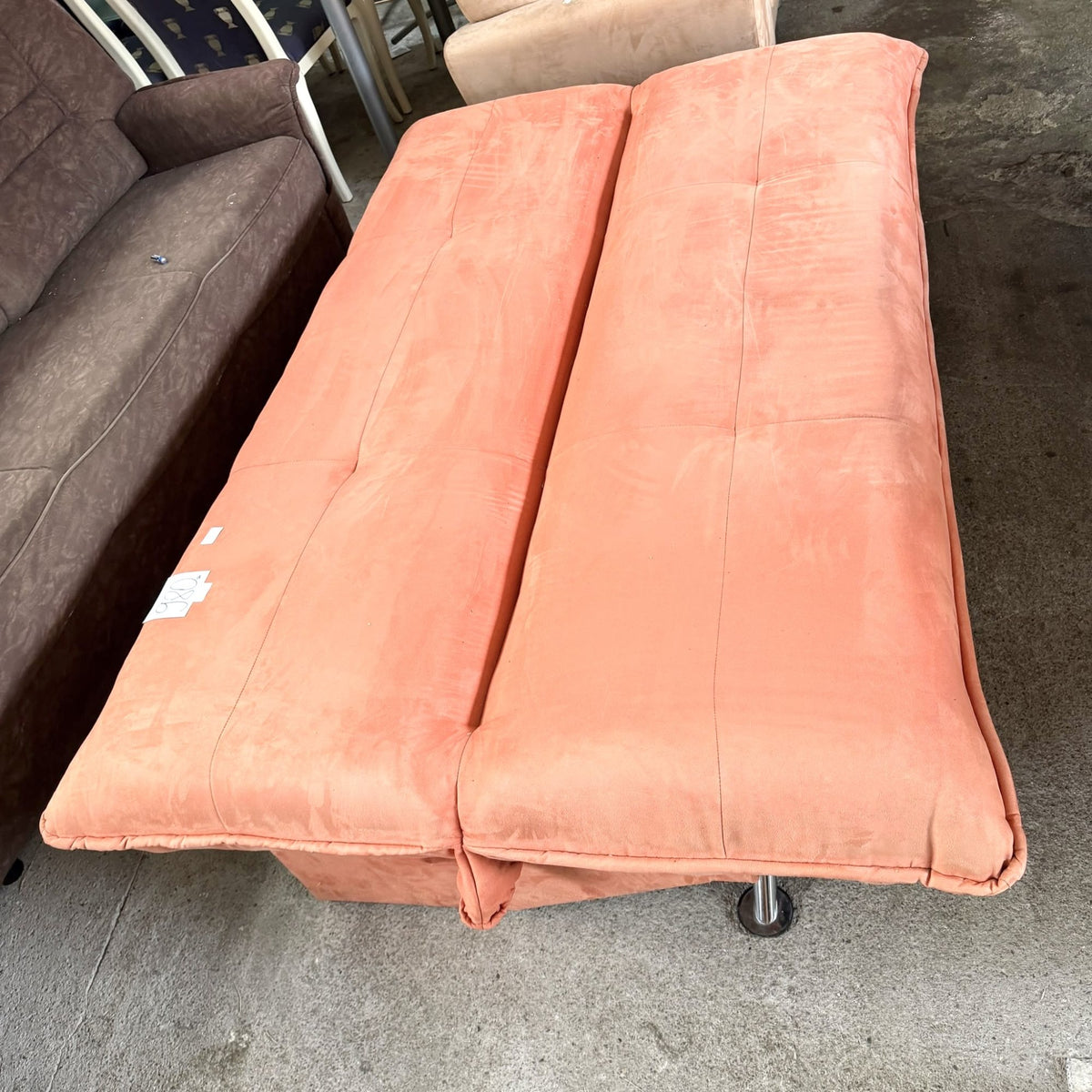 Canapea Extensibilă Click-Clack din Catifea Portocalie – 190 × 130 × 90 cm