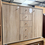 Comodă din PAL Melaminat Sonoma cu 2 Uși și 5 Sertare – 110 × 35 × 90 cm