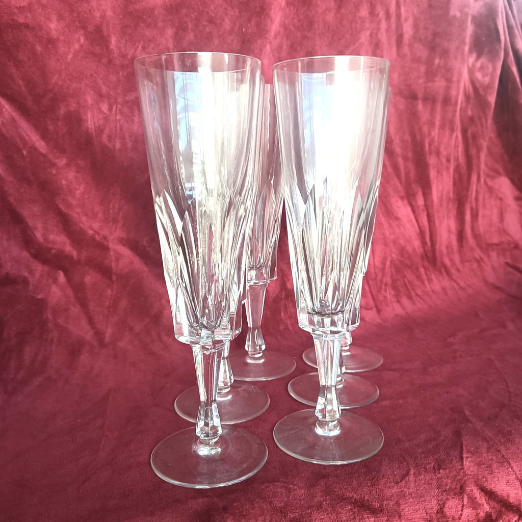 Set 8 Pahare de Șampanie din Cristal 24% PbO – Ø5 × 18 cm