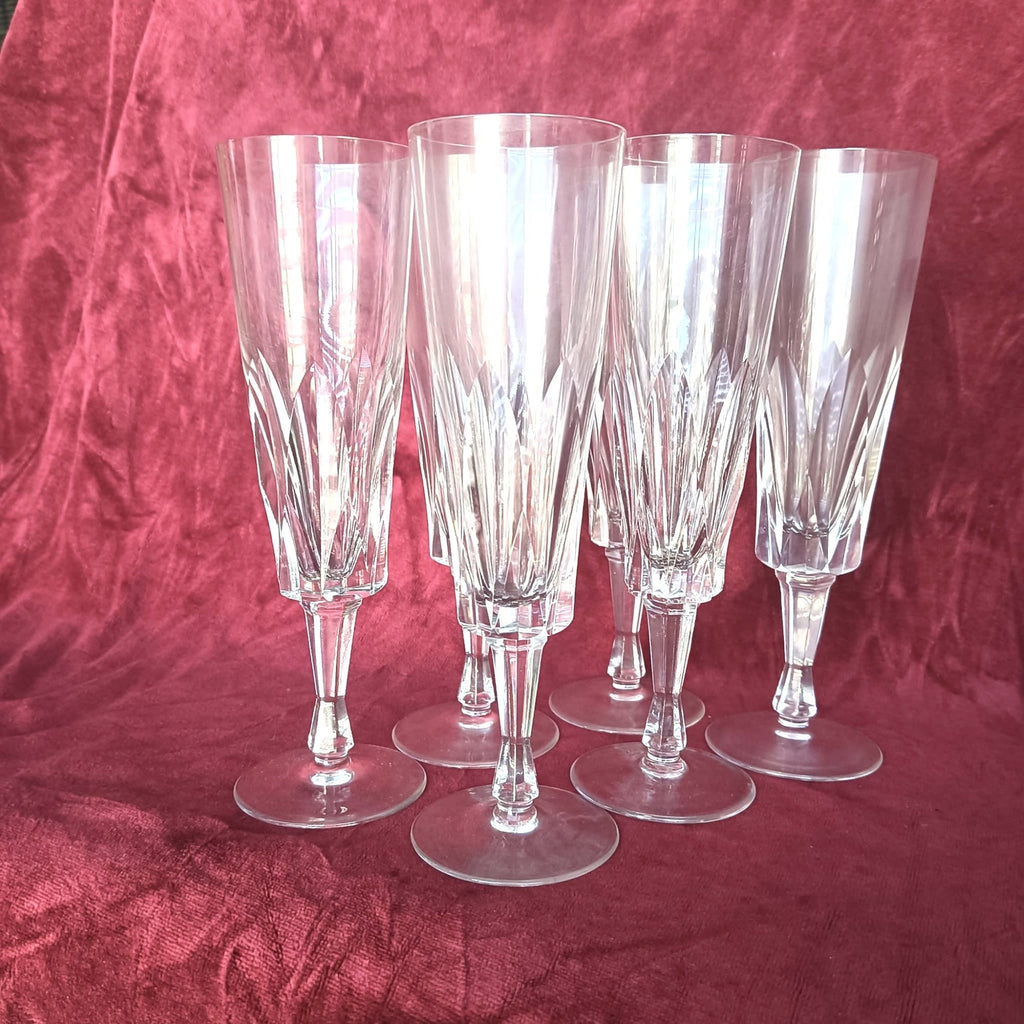Set 8 Pahare de Șampanie din Cristal 24% PbO – Ø5 × 18 cm