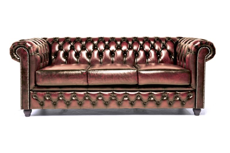 Canapea Chesterfield din piele naturală maro