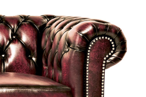 Canapea Chesterfield din piele naturală maro